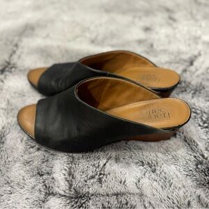 Franco Sarto Black and Tan Mules Minimalist Design